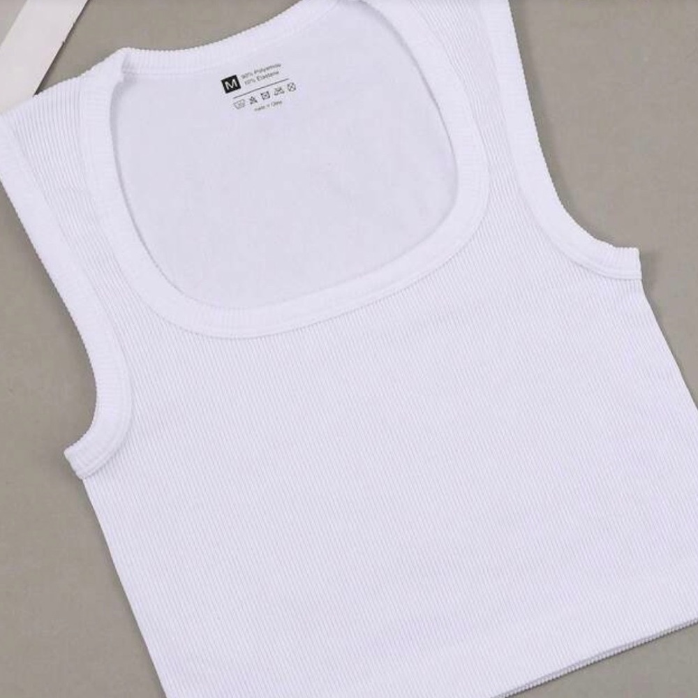 SHEIN White Ribbed Tank Top